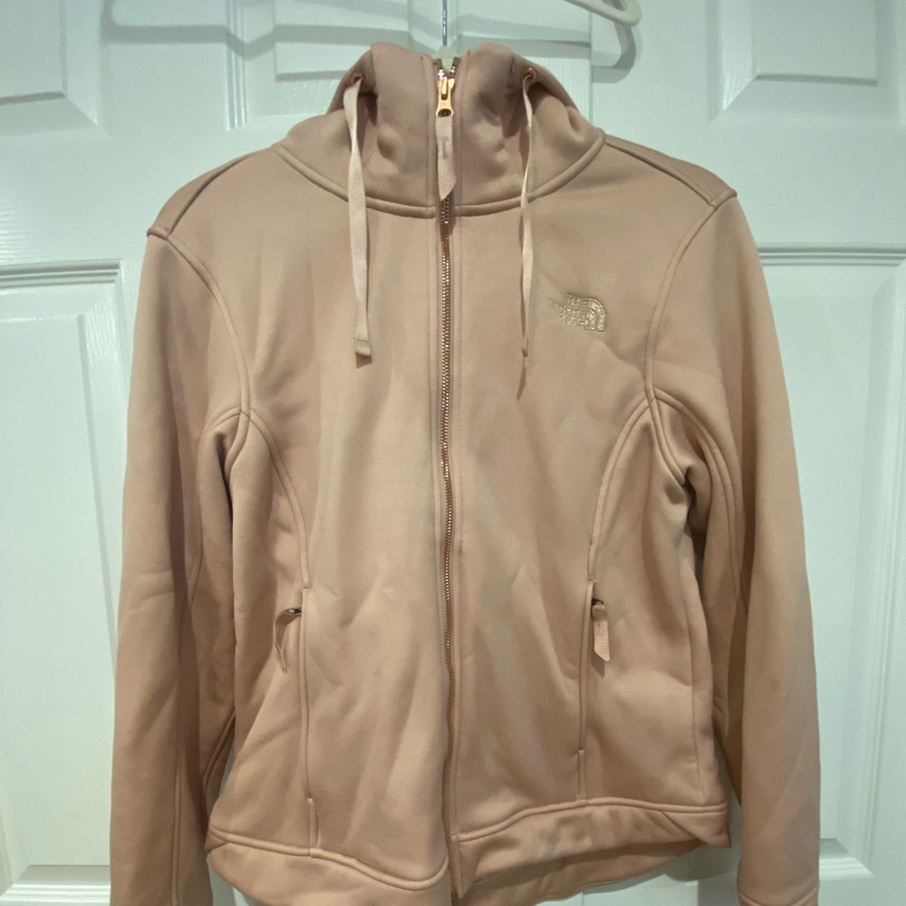 Northface rose gold zip up hooded jacket